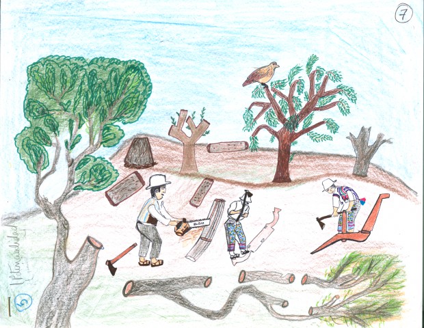 3 Monte cortando árboles