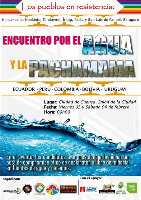 Afiche encuentro por agua y pachamama