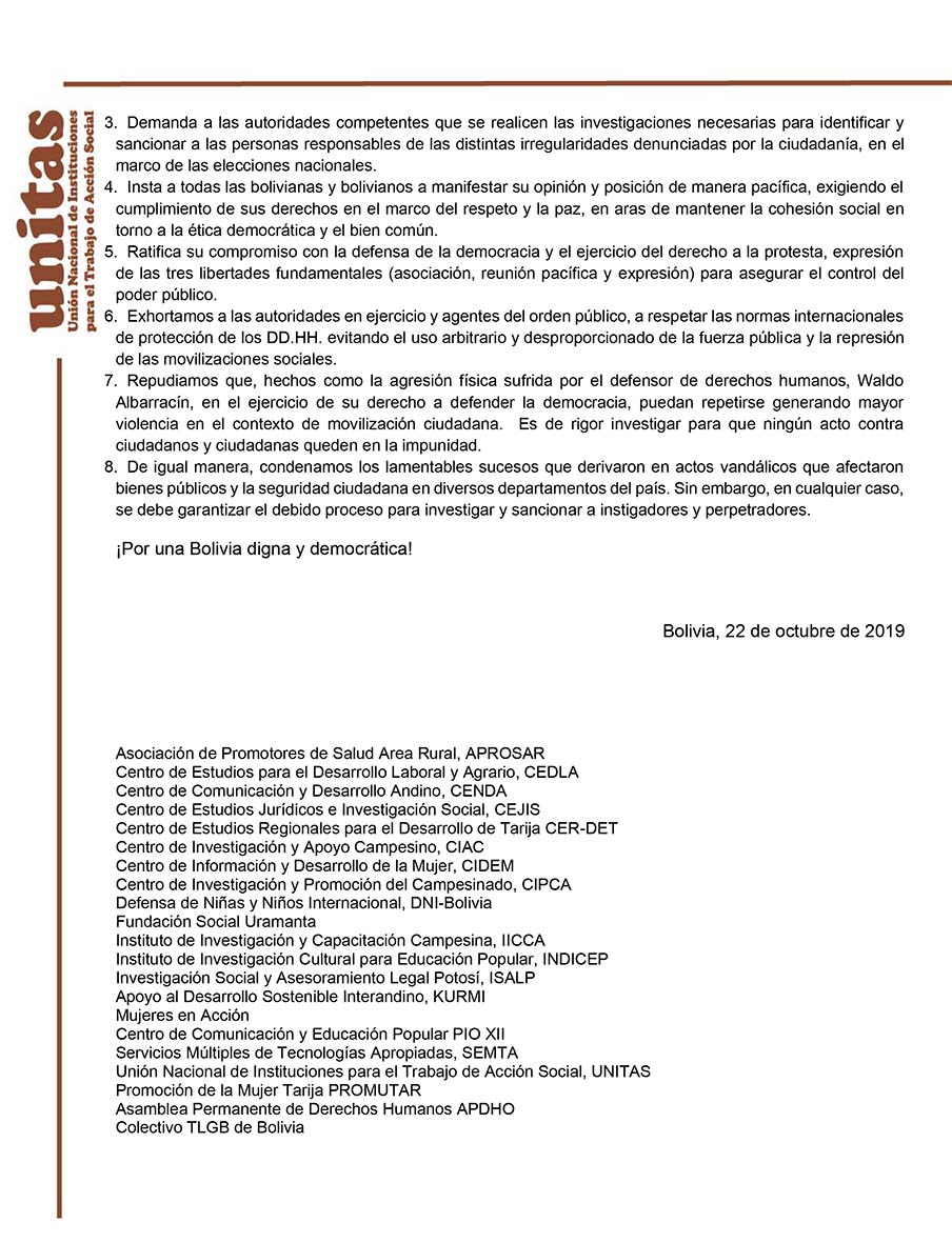 Pronunciamiento UNITAS 2