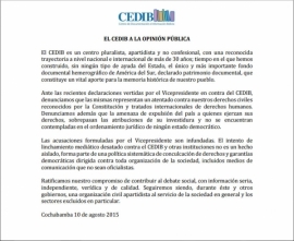 El CEDIB a la opinión pública