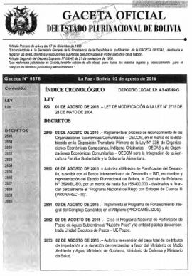 Seguridad Alimentaria: Los 12 decretos supremos promulgados en Ch’allapata PDF: