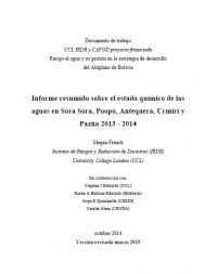 Informe resumido sobre el estado químico de las aguas en Sora Sora, Poopó, Antequera, Urmiri y Pazña 2013 -2014