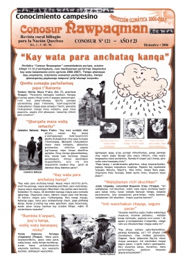 Revista rural bilingüe Conosur Ñawpaqman 121: Conocimiento campesino: “Kay wata para anchataq kanqa”